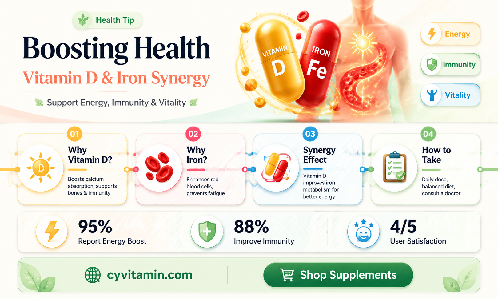 can vitamin d be taken with iron