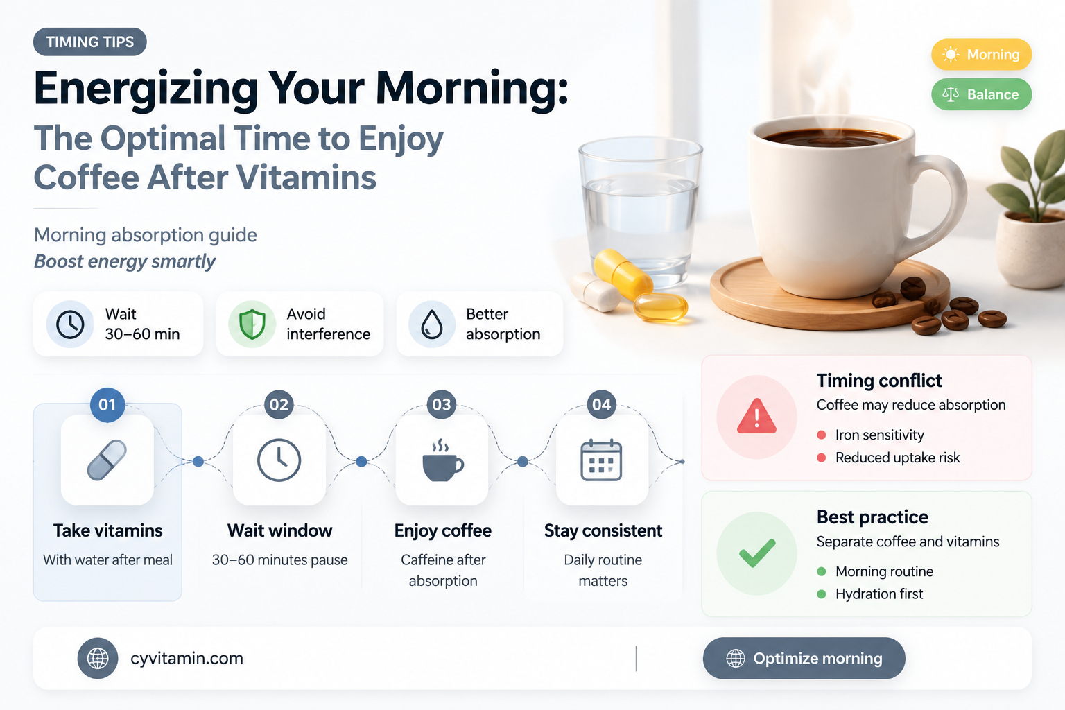 how long after taking vitamins can i drink coffee