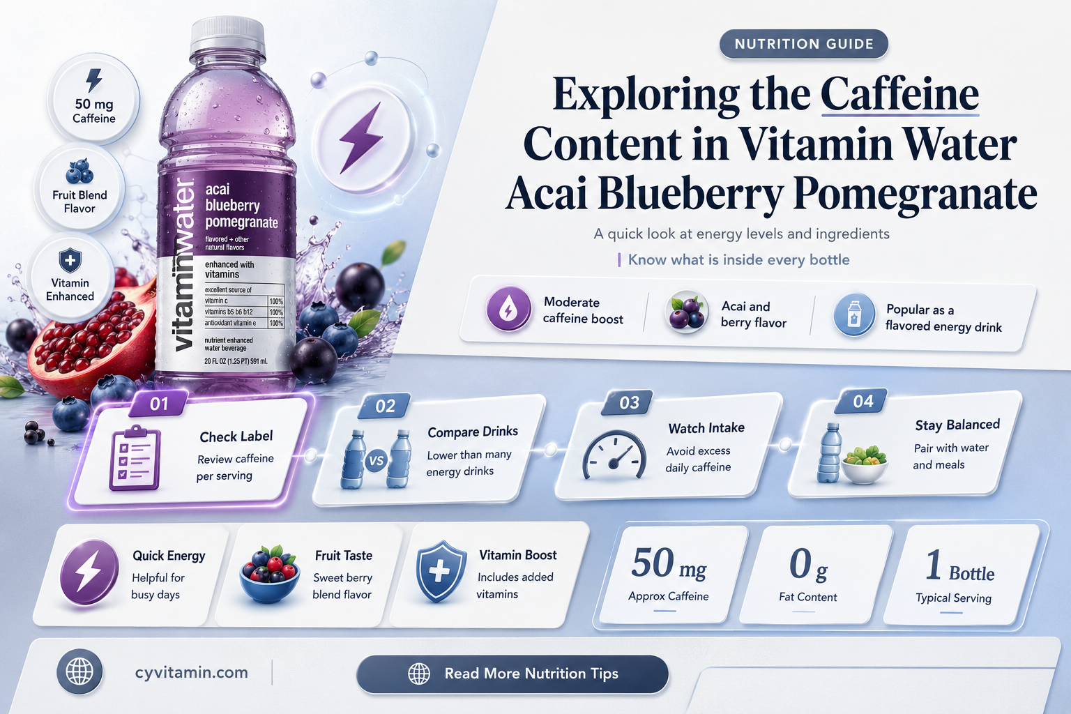 does vitamin water acai blueberry pomegranate have caffeine