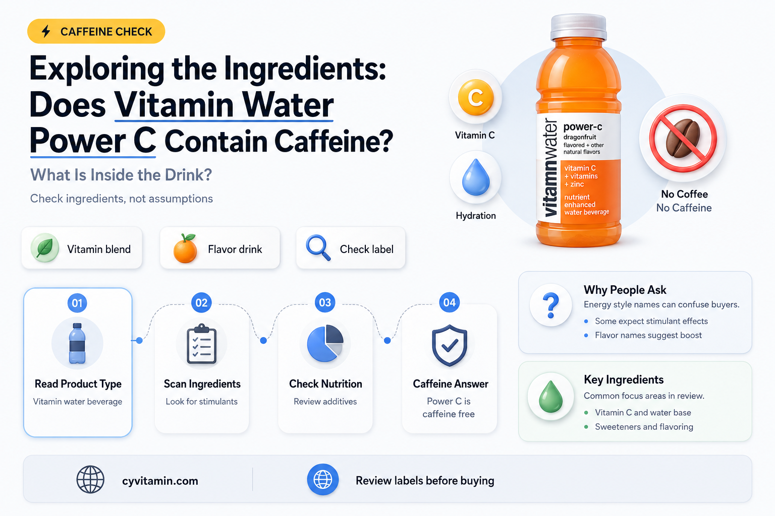 does vitamin water power c have caffeine