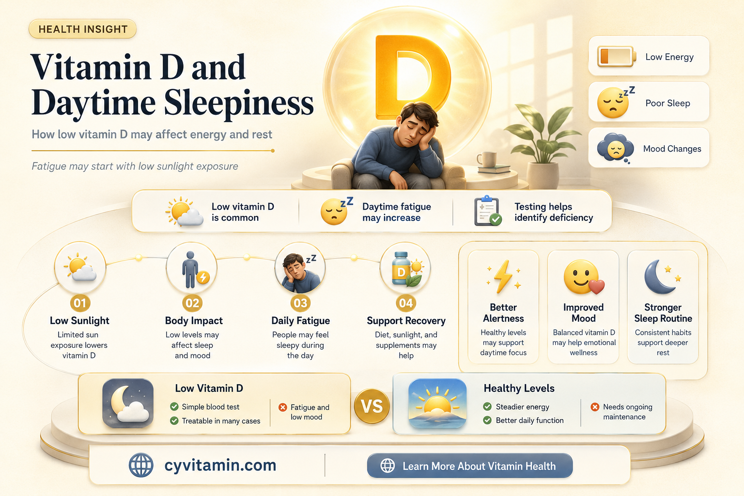 does vitamin d deficiency cause sleepiness