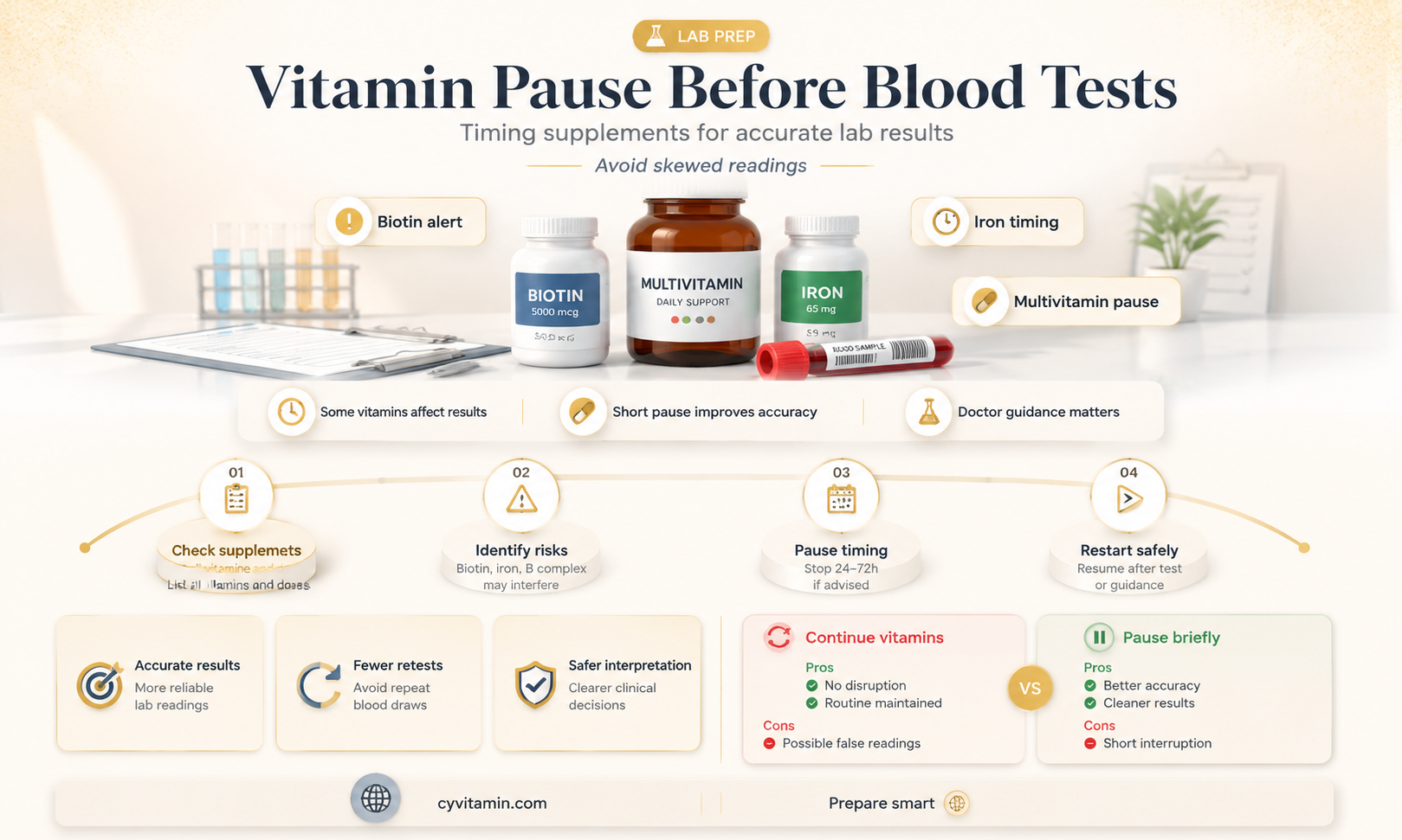 how long to stop vitamins before blood test