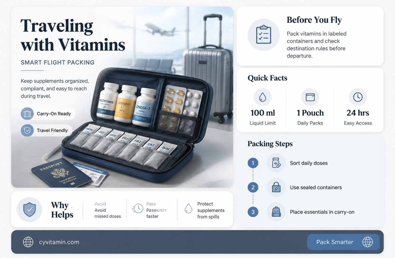 how do i pack vitamins for a flight
