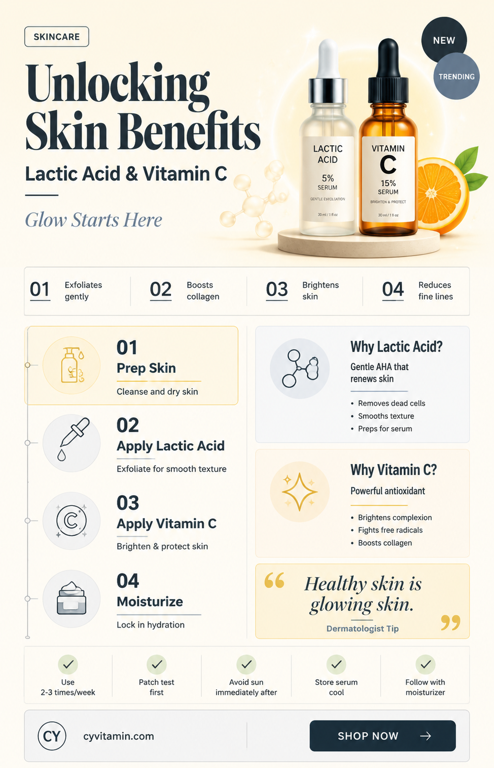 can i use lactic acid with vitamin c