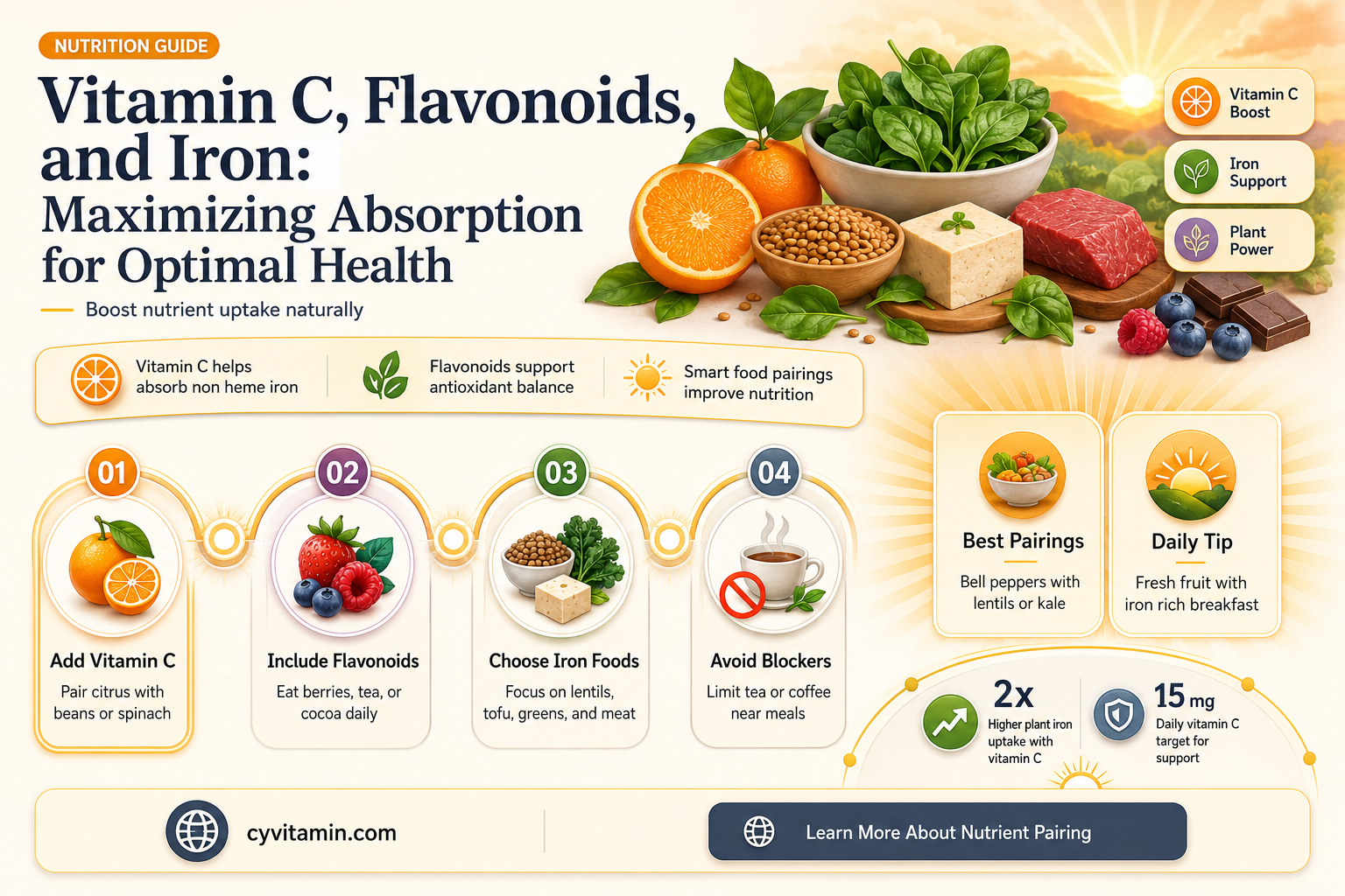 does vitamin c with flavonoids best with iron supplements